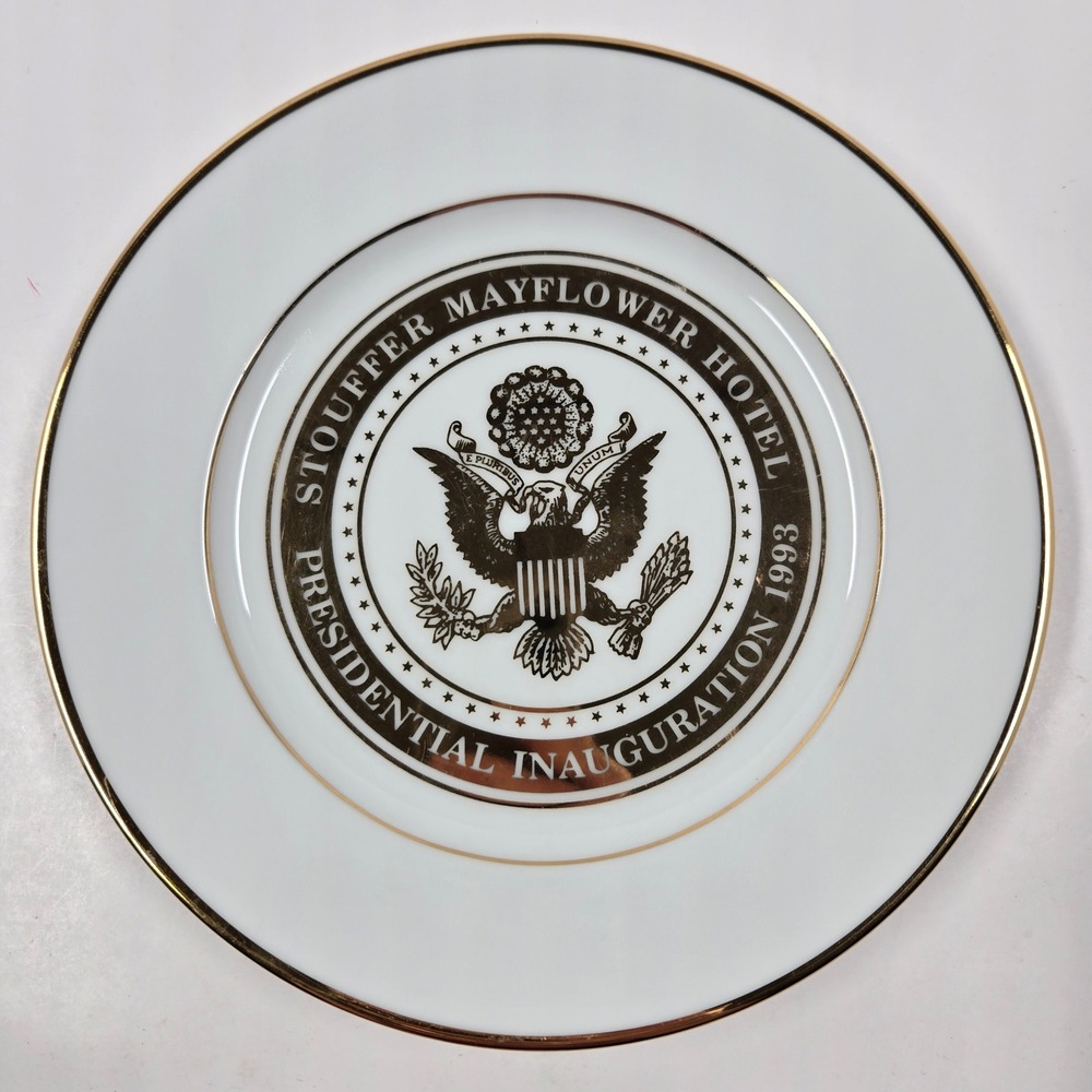 1993 Clinton-Gore Presidential Inauguration Plate Stouffer Mayflower Hotel Gold